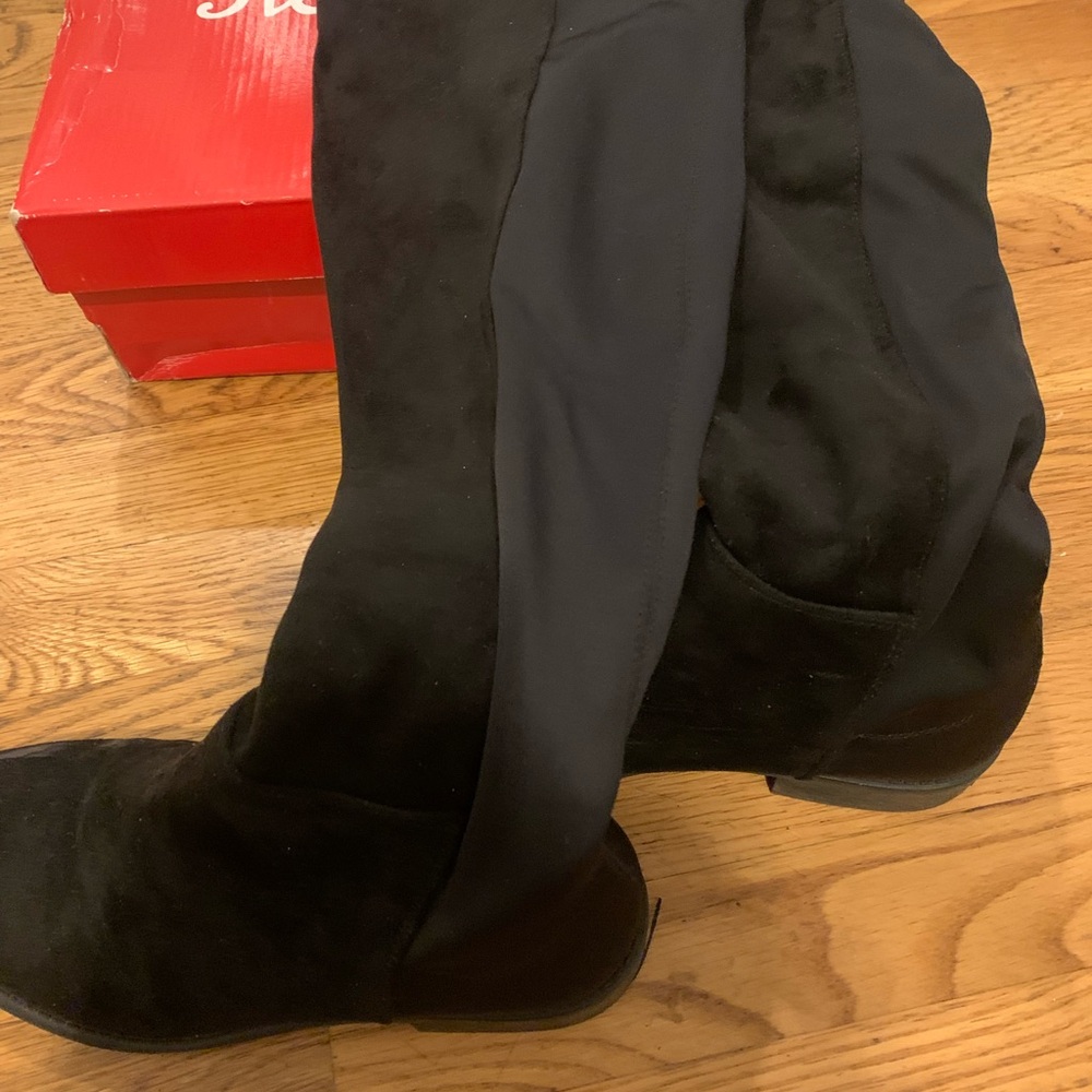 Rebel by Zigi Olaa Faux Leather Black Over the Knee Boots